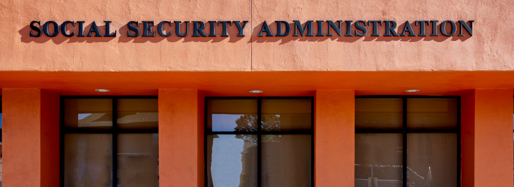 Social Security Administration Sign on Front of a Building