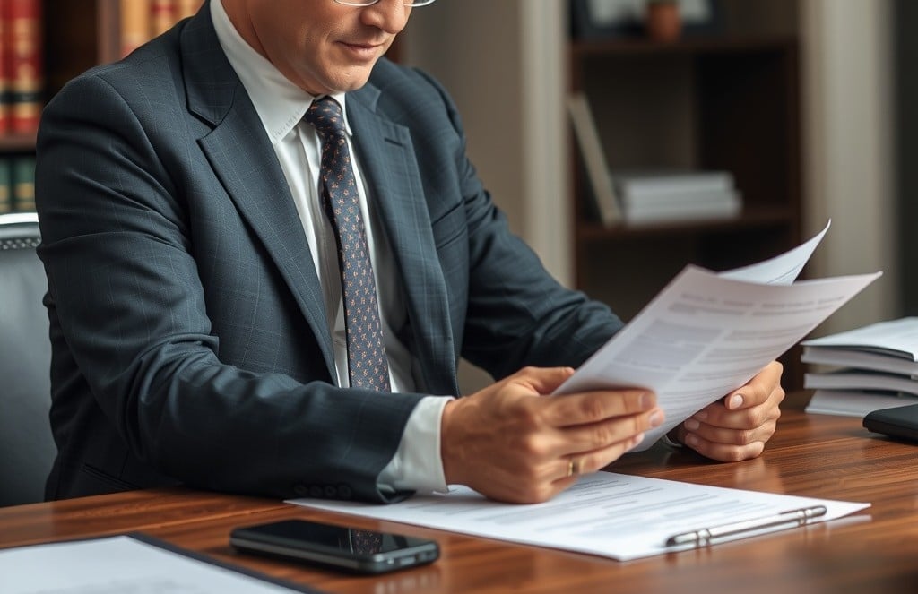 Lawyer analyzing and marking personal injury case files