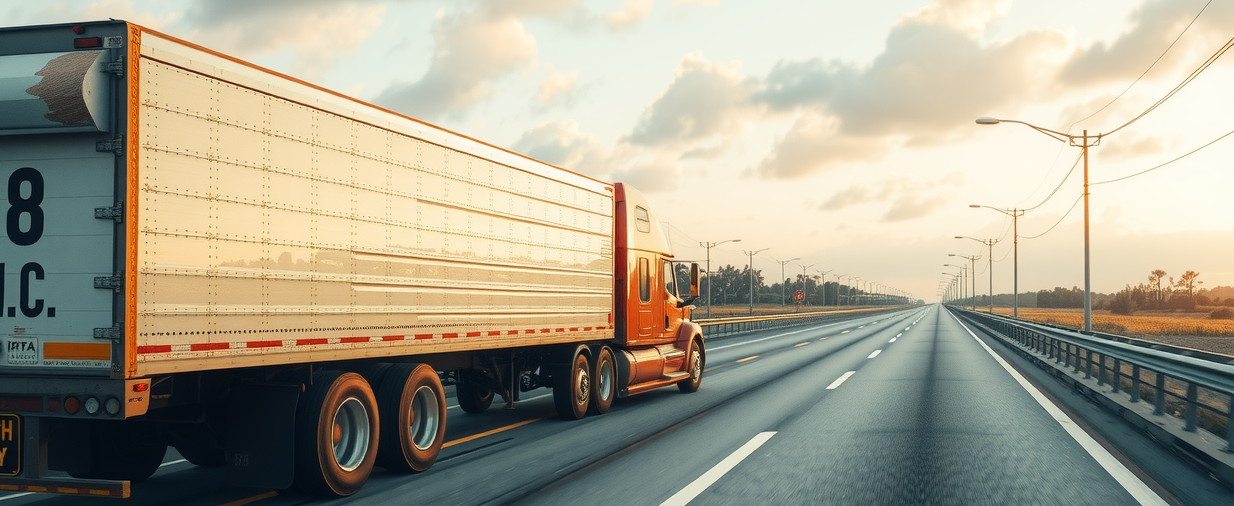 truck driving carefully to avoid an accident
